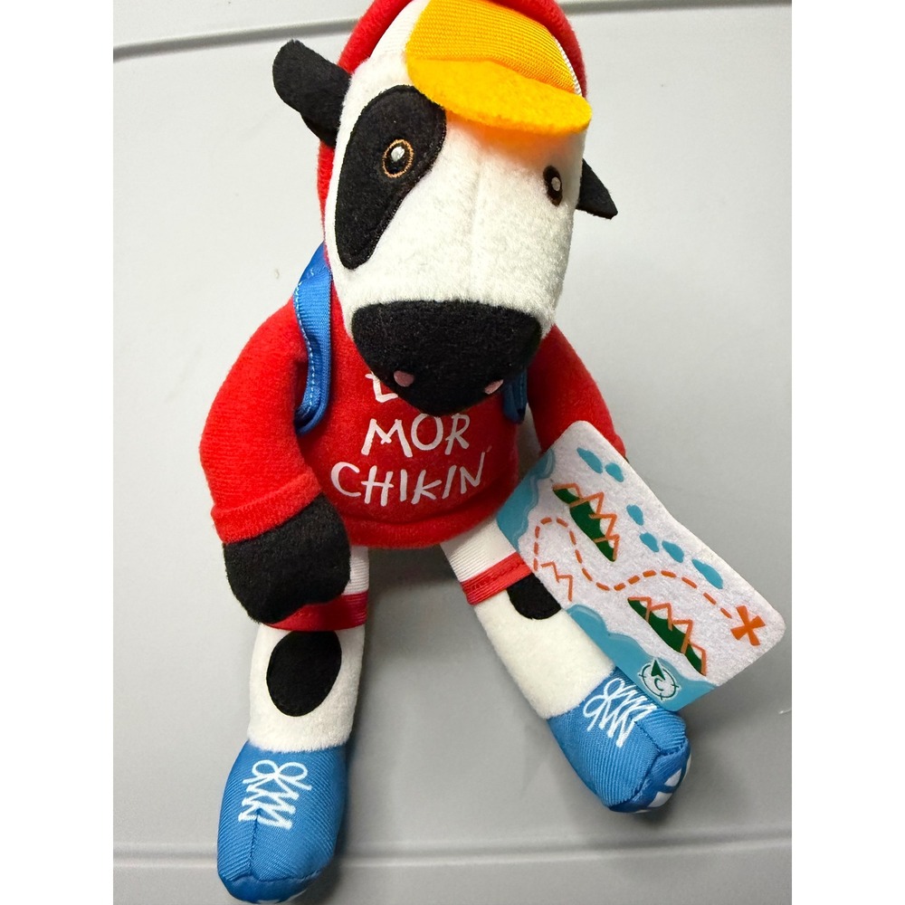 Chick-fil-A Eat Mor Chikin Plush Cow Hiker Red Hoodie Backpack Map‎ 2023 Mascot